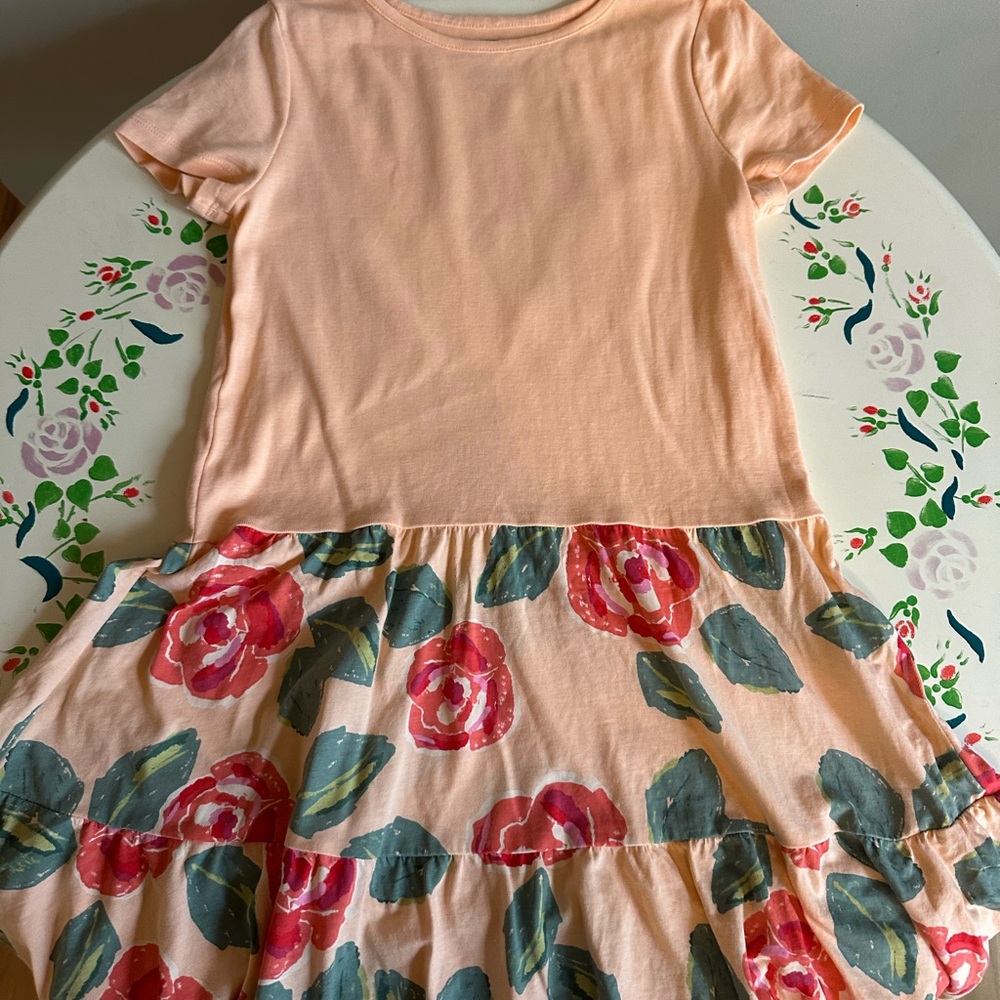 Tea Collection Peach Girls' Tee with Floral Accent